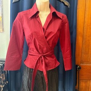 Express Deep Red Wrap Blouse
